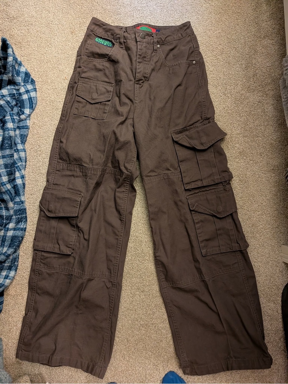 Empyre Brown Wide-Leg Cargo Pants with Patch Pockets